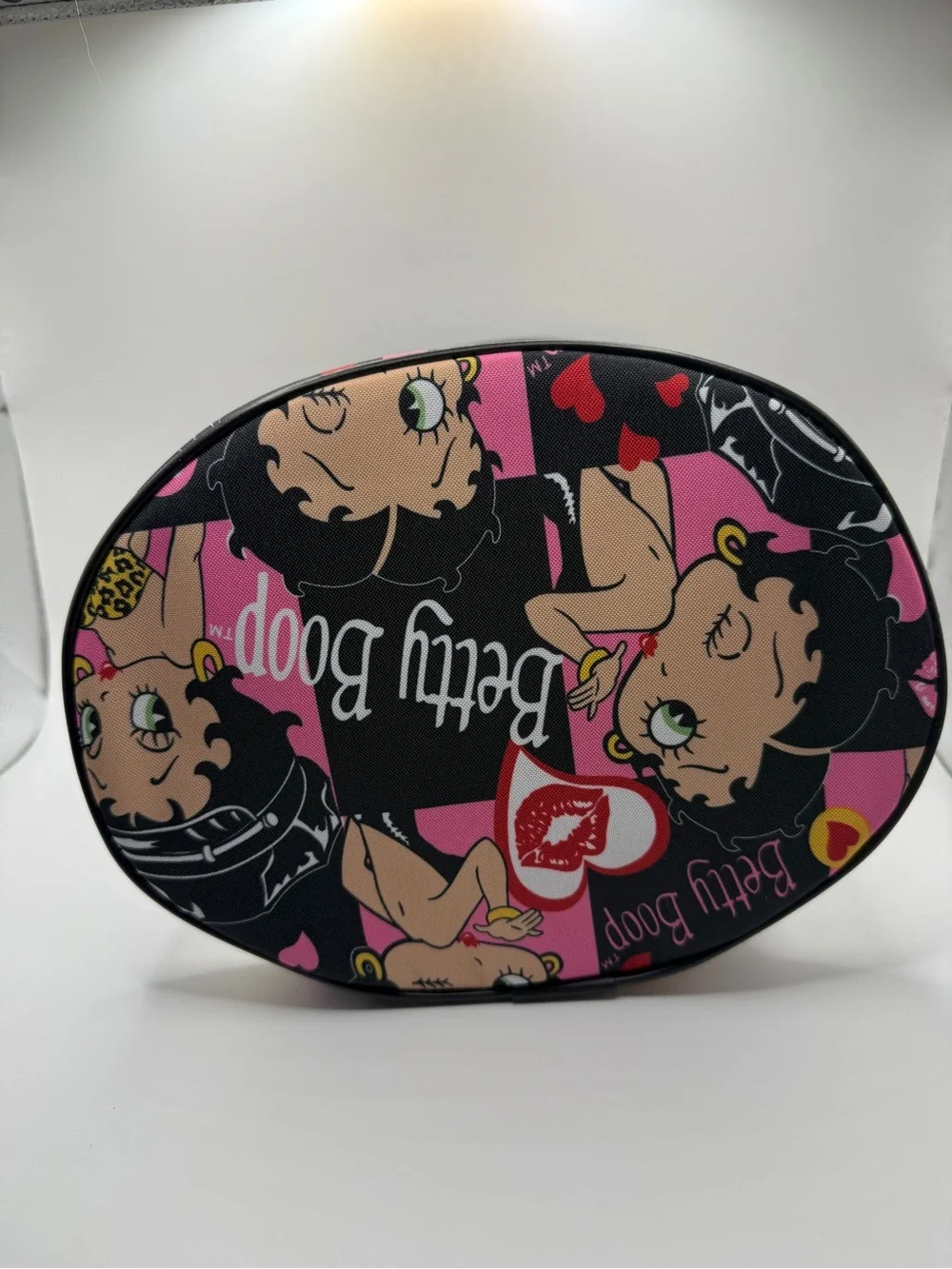 Betty Boop Clear Travel Pouch in Black and Pink Cartoon Print